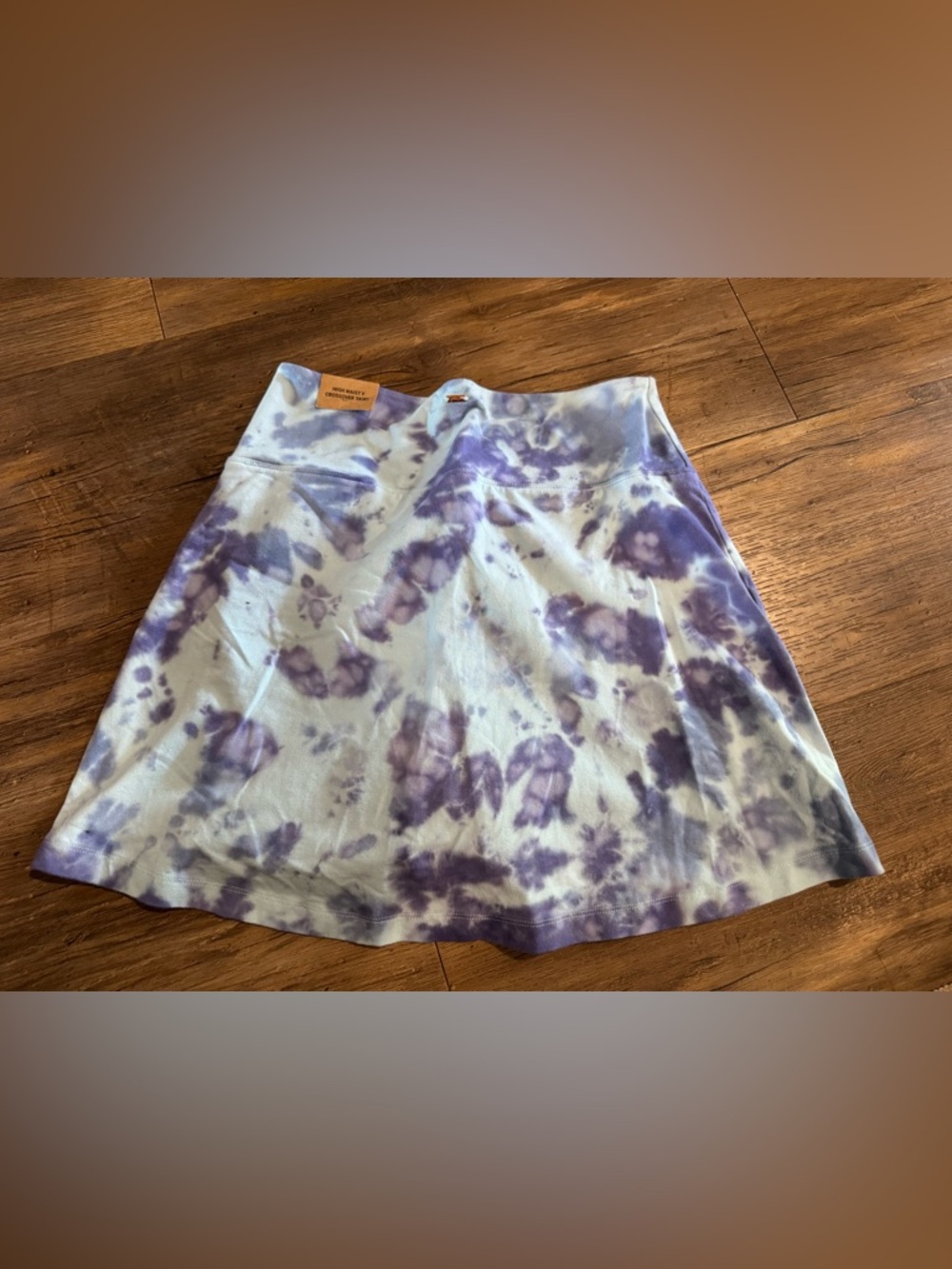 NWT PINK Victoria's Secret High Waist V Crossover Blue Tie Dye Skort Sz M - Picture 2 of 5
